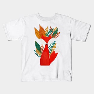 Cute fox with autumn foliage Kids T-Shirt